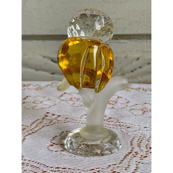 Vintage 1970s Crystal Owl Figurine On a Branch Retro Hippy Decor - Picture 8 of 14